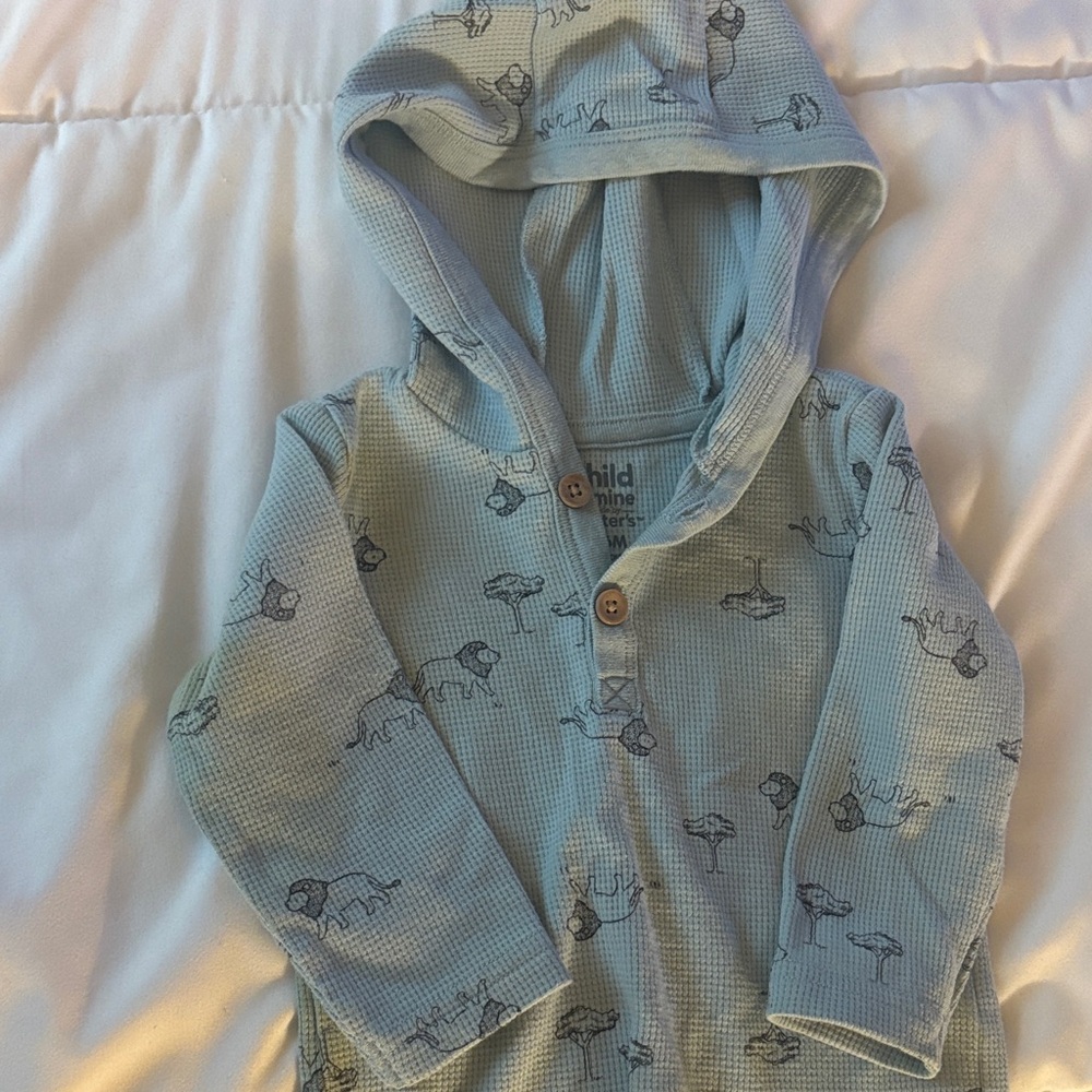 Child of Mine Light Blue Dinosaur Print Hoodie